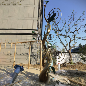 Fiberglass Abstract <b>Tree</b> Sculpture Irregular Shape Metallic Finish <b>Outdoor</b> Garden Ornament Freestanding Landscape Decor - Product Image 3