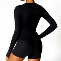 Pakaian Yoga 2-Piece Wanita Model Slim Fit Lengan Panjang Bahan Halus Lembut Bernapas untuk Olahraga, Cocok untuk Aktivitas Luar Ruangan