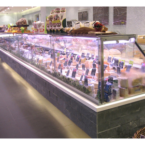 <span class=keywords><strong>Meilleur</strong></span> prix 3750mm Comptoir de service de charcuterie à température unique Réfrigérateur de supermarché pour affichage de la viande avec verre plat droit - Product Image 6