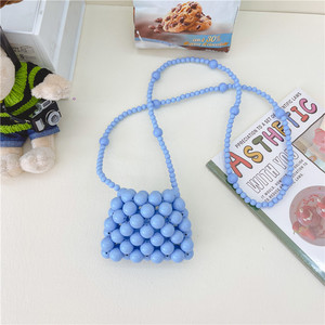 Tas selempang rantai anak perempuan, tas persegi kecil portabel kepang mode musim panas anak-anak Mini buatan tangan mutiara gaya asing perempuan - Product Image 5