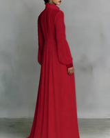Nouveaux produits : Robe de soirée longue brodée, style A-line, col montant, modeste, froncée, en tissu naturel et écologique
