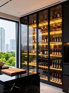 Di lusso Wine Bar Cabinet acrilico e metallo <span class=keywords><strong>portabottiglie</strong></span> con luce a LED porta bottiglie personalizzare il Design della cantina della stanza del vino - Product Image 6