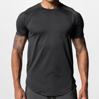 T-shirt de sport pour homme, manches courtes, respirant, séchage rapide, fitness, entraînement, élastique, couleur unie, décontracté, gym
