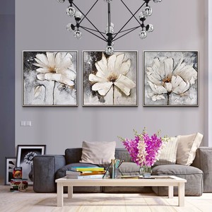 Peinture à l'huile peinte à la main, fleur de magnolia, art abstrait, cadre en métal, effet 3D, décoration murale pour salon - Product Image 2