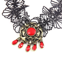 Residents Evils 8 Colliers Lady Dimitrescu Fille Daniela Bela Dentelle Fleurs Collier Ras Du Cou Halloween Bijoux Colliers