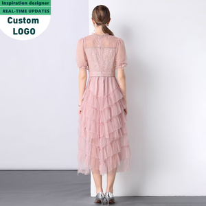 Nouvelle Collection 2025 – Robe de Soirée Élégante à Manches Courtes en Maille, Taille Cintrée, pour Femme - Product Image 6