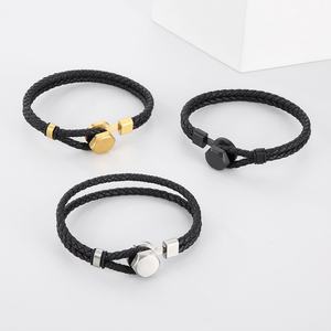 2024 New Design Wholesale Custom Stainless Steel Engraving Braided Leather Bracelet <b>for</b> <b>Men</b> Women - Product Image 5
