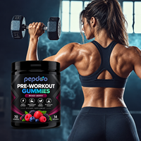 Pepdoo Gummies Pré-Entraînement aux Baies Mixtes, Bêta-Alanine, Vitamine B12, Caféine, Complément Énergisant