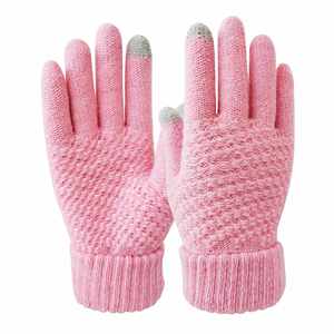 Guantes de punto jacquard de acrílico grueso con LOGO personalizado, para pantalla táctil, estilo liso y moderno, con borde suave, para invierno - Product Image 5