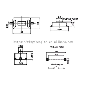نوع جديد من مفتاح ضغط زر الضغط SMD أبيض 3*6*2.5 مم 3x6x2.5 مم مفتاح تكتيكي تبديل مصغر - Product Image 3