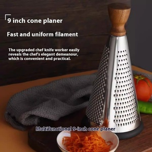 Household 9-Inch Three-Sided Cheese Zester Multifunction Manual <b>Vegetables</b> Cone Cheese Grater with Wood Handle - Product Image 3
