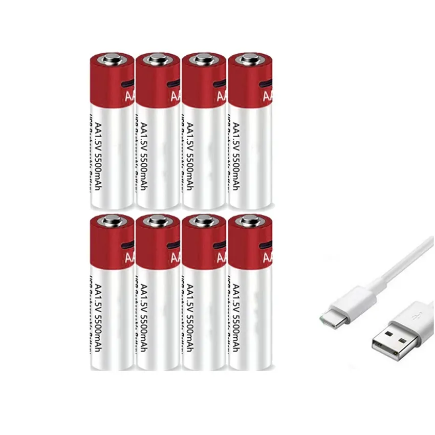 Factory Price New AA USB Rechargeable Lithium-ion Battery 1.5V AA 5500mah Constant Voltage Battery