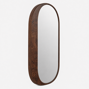 Specchio da Parete in Legno Scuro con Cornice Asimmetrica a Mezzaluna per Hotel e Arredamento di Lusso, Vendita all'Ingrosso - Product Image 4
