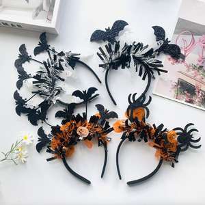 Conjunto de diadema de Halloween, decoraciones de plumas divertidas con horquillas de araña de murciélago de calabaza, tocado para fiestas, accesorio de gran oferta - Product Image 1