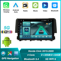 Android 13 Car-play & Android Auto pour Civic 2015-2020 Navigation GPS DSP pour 5.4 5G+2.4G WIFI6 1 an OBD2