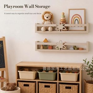 Wooden Floating Wall Shelf Rectangle Wall Mounted Storage Rack For Room <b>Decoration</b> Bedroom Living Room Cafe - Product Image 5