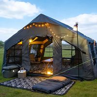 Tente de camping gonflable en PVC imperméable et coupe-vent de luxe, vente chaude, ouverture automatique rapide, >3000 mm, utilisation trois/quatre saisons