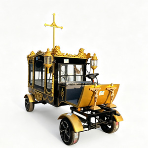 Carroza Fúnebre Eléctrica Negra con Acabado Dorado para Ceremonia Funeraria Religiosa - Product Image 4
