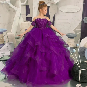 Vestidos <span class=keywords><strong>de</strong></span> Niña, Vestido Largo con Apliques <span class=keywords><strong>de</strong></span> Flores, Vestido <span class=keywords><strong>de</strong></span> Tul para Fiesta <span class=keywords><strong>de</strong></span> Cumpleaños, Boda, Disfraces, <span class=keywords><strong>Primera</strong></span> Comunión - Product Image 4