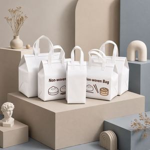 Promotional Reusable Non Woven Insulated Cooler Bag Custom Waterproof <b>Foldable</b> Thermal Takeaway Bag Bulk - Product Image 1