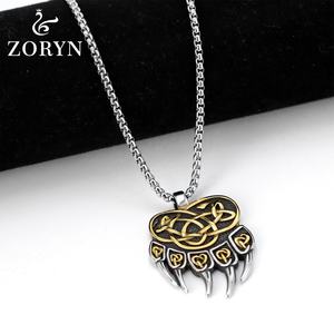 Colgante de Acero Inoxidable con Nudo Celta de Pata de Oso, Estilo Vikingo, Nórdico, Pagano, Gótico, Motero, en Oro, Plata, Titanio, Joyería de Moda para Hombre - Product Image 3