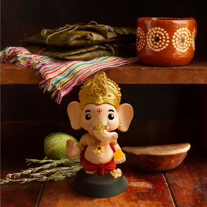 Idole de Ganesha Peinte à la Main, Finition Naturelle, Objet Décoratif Spirituel pour la Maison, le Temple, le Bureau, le Tableau de Bord de Voiture et Cadeau - Product Image 2
