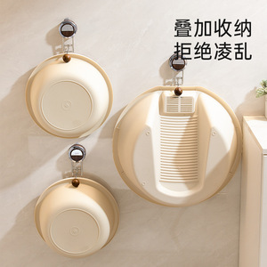 Suction Cup Hook With Wooden Ball Wall Mounted Basin Storage Rack Easy Installation For Bathroom Use - Product Image 2