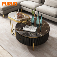 Table basse ronde de haute qualité en gros à Foshan, design de boîte de nuit, qualité de luxe, métal et verre, table centrale multifonctionnelle
