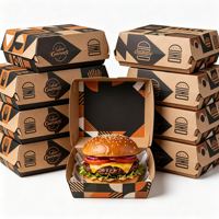 Boîte à hamburger en papier moulé sur mesure, noire, pour emballage de hamburgers