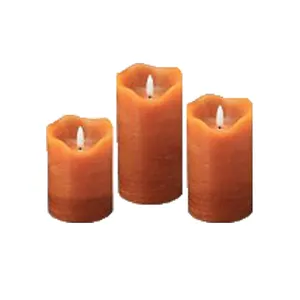 Custom Colorful Battery Powered Flameless Flickering Pillar LED Candle Light With 3D Flame Electronic Candles