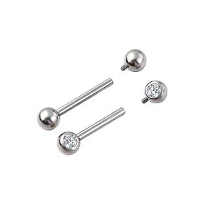Bijou de <span class=keywords><strong>piercing</strong></span> en titane ASTM G23, barbell droite à double tête sertie de zircon 5A, pour lèvre, langue, pont d'oreille et hélix - Product Image 2