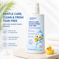 SILU Shampoing Doux Naturel pour Enfants Cheveux & Corps, pH Équilibré, Sans Larmes, Lavant pour Bébé, Usine OEM ODM