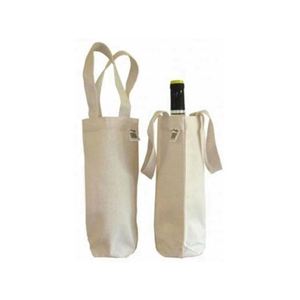 Sac fourre-tout en coton robuste pour bouteille de vin, sac de transport vierge en toile avec logo personnalisé - Product Image 4