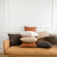 Housse de coussin décorative en similicuir souple effet cuir de vachette, texture luxe léger, pour salon, canapé et dossier