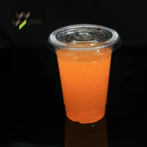 Gobelet en plastique jetable avec couvercle Transparent Eco Tasses à thé à bulles personnalisées imprimées en PP transparent pour animaux de compagnie