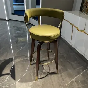 Modern metal stainless steel green leather high chair stool bar furniture kitchen bar stool bar stool high chair in stock