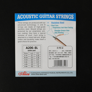 Chất lượng tốt A206 Alice 6 Strings Acoustic Guitar Strings Set phốt pho Bronze + Coated Copper Guitar Strings Guitar phụ kiện - Product Image 6