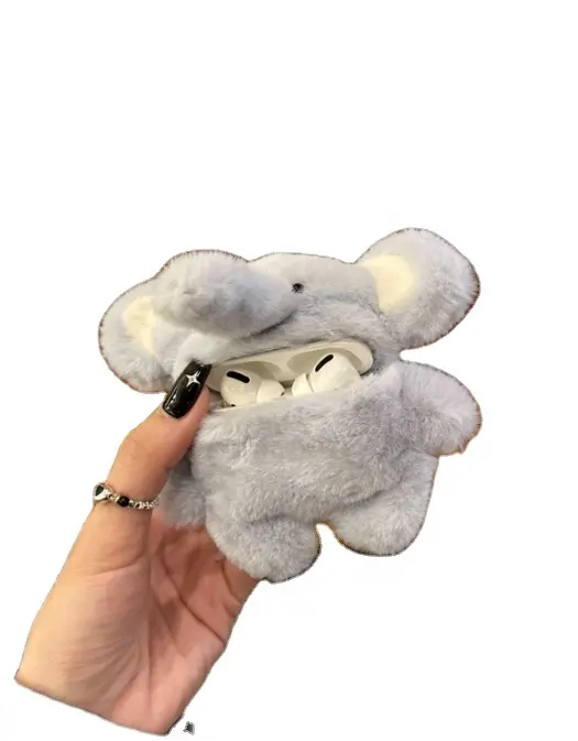 Luxury Kawaii Cute Cartoon Baby Elephant Soft Plush Wireless Headset Box Earphone Case For AirPods