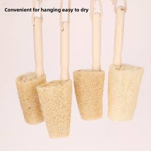 Esponja vegetal natural con mango de madera, cepillo para tazas, pulpa de lufa colgante para limpieza de cocina, estropajo reutilizable, lufa antigua - Product Image 1