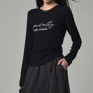 Custom Made Women's Long Sleeve Basic Stretch Tops Solid Print Cotton Jersey for <strong>Fall</strong> Loungewear <strong>T</strong>-<strong>Shirt</strong> Breathable <strong>t</strong> <strong>Shirt</strong> - Product Image 2