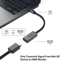 Adaptador DP a HDTV 4K UHD 30Hz, Convertidor Estándar DP / Mini DP Macho a Hembra de Aleación de Aluminio para Laptop, PC, TV, Monitor, Proyector
