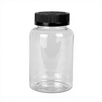 Bouteilles en plastique cylindriques en gros avec couvercles pour le reconditionnement de comprimés pharmaceutiques ; Bouteilles d'emballage transparentes sérigraphiées pour