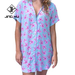 Hot Sale Rayon <b>Women</b> T-shirt Dress Customize Your Design Printed Button High Quality <b>Knee</b> <b>Length</b> <b>Skirt</b> Dress - Product Image 2
