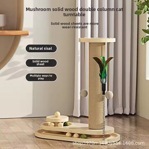 Gatto in legno massello personalizzato Scratcher struttura da arrampicata in Sisal resistente con erba gatta peluche e carta giocattoli MDF - Product Image 5