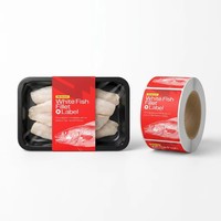 Étiquettes personnalisées imperméables en PP pour filets de poisson surgelés, autocollants adhésifs de qualité congélation pour l'impression des emballages de produits de la pêche au détail