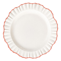 Assiettes de présentation en céramique ondulées vintage, base blanche avec bord festonné rouge, vaisselle pour mariage, fête, décoration de la maison
