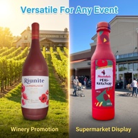 Colonne publicitaire gonflable en forme de bouteille de boisson pour extérieur, avec ventilateur intégré, installation facile, éclairage LED, impression de logo personnalisée