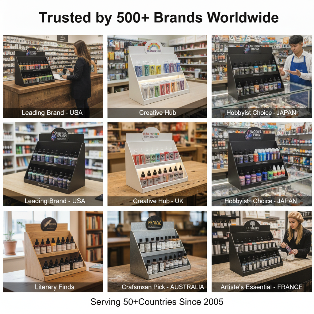 Custom Branded Counter Metal Craft Supplies Paint Bottles Display Rack Unit for Retail Merchandising — view 6