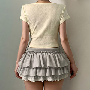 Top de Punto Transparente Estilo Pure Desire, con Tres Botones en el Hombro, Manga Corta, Camiseta Elegante para Mujer, Nueva Llegada de Verano - Product Image 6