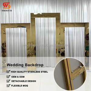 Customized Stainless Steel Wedding Arch with Gold <b>Backdrop</b> <b>Stand</b> SMOOTH Mirror Metal Square Shape for Wedding Stage - Product Image 2